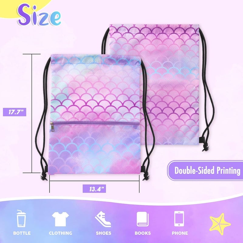 WAWSAM WAWASAM Kids Drawstring Backpack, Gym Swim Bag Cinch Bag for Girls Boys with Zipper Pocket - Image 4